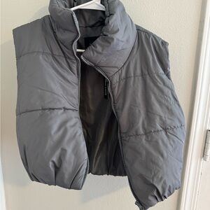 New Look Gray Quilted Puffer Vest
